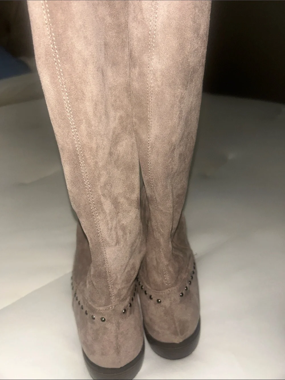 comfort plus by Predictions Taupe Over-the-Knee Studded Suede Boots